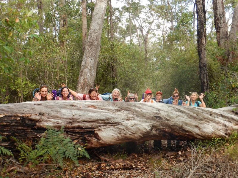 Happy walkers posing for a photo on the Bibbulmun Track, Western Australia