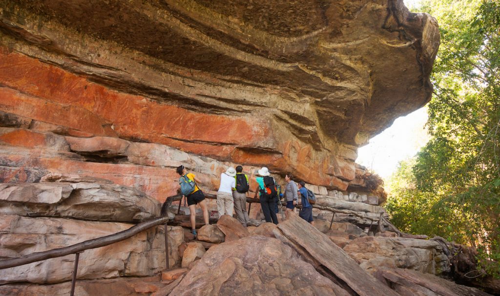 Nourlangie rock art w group wide shot | Park Trek